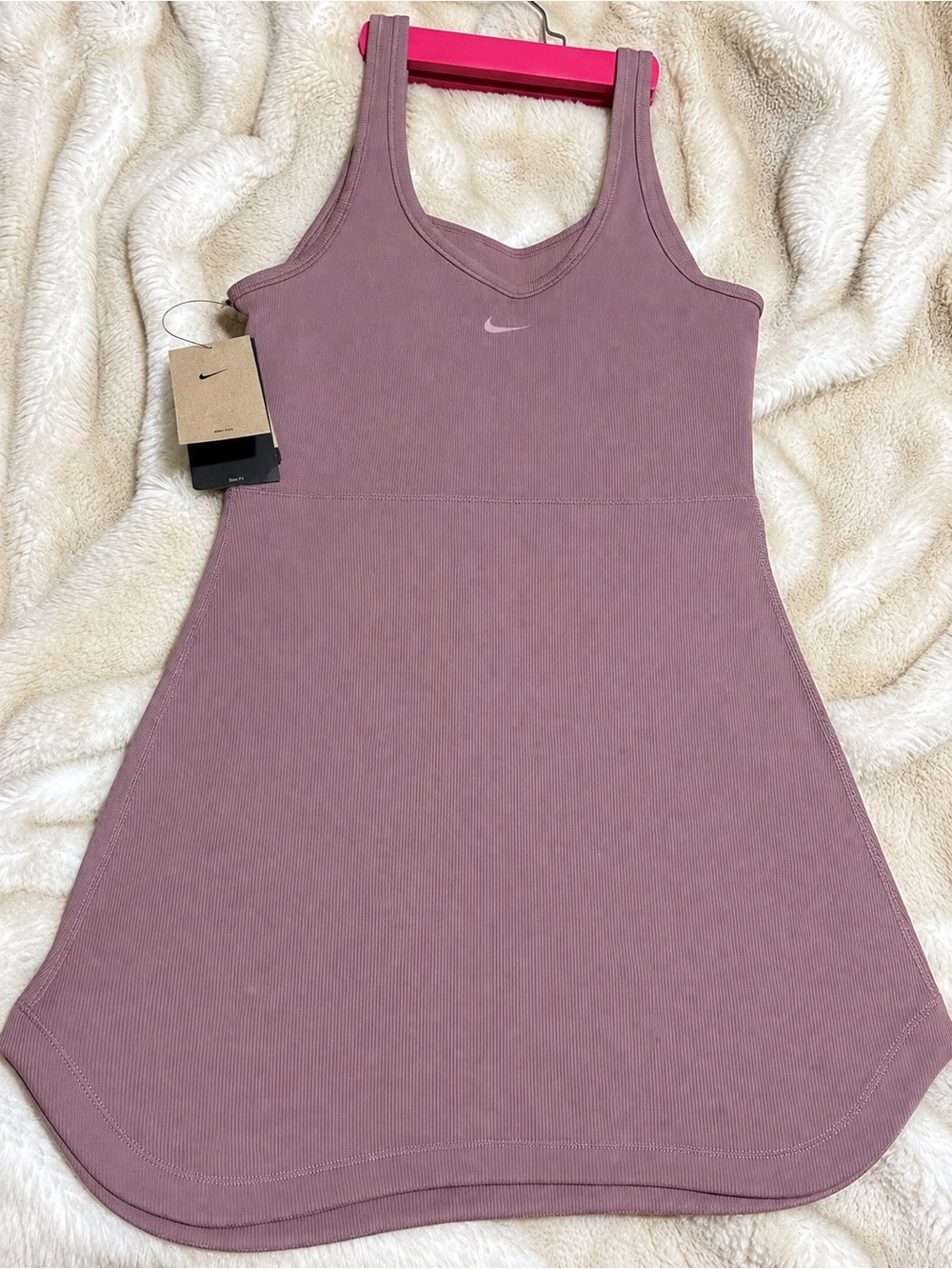 Nike One Dri-FIT Ribbed Tank Dress in Dusty Mauve